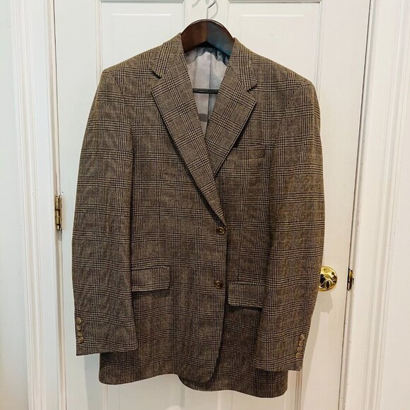 Hart Schaffner Wool Plaid Blazer Men's Sport Coat Suit Jacket 42 R - Picture 12 of 16